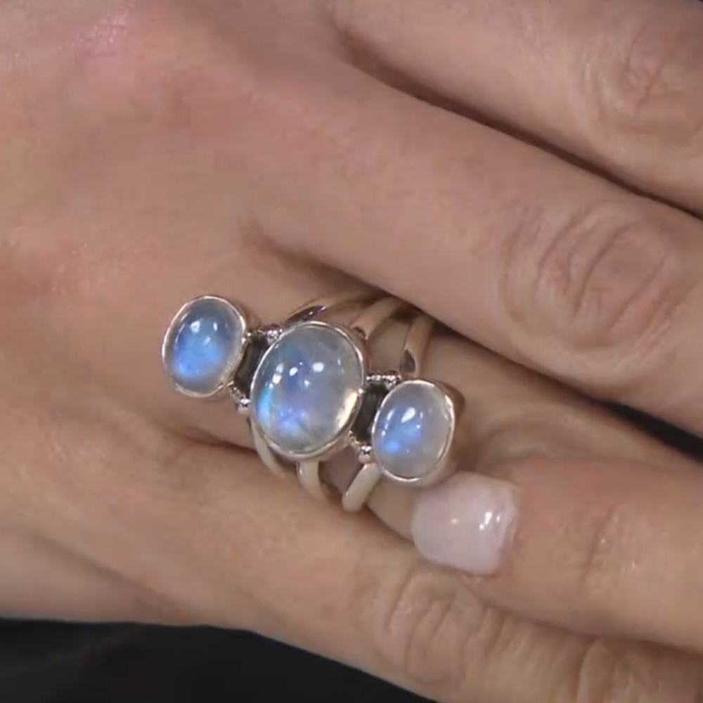 NICKY BUTLER Designer NB 925 Sterling Silver Rainbow Moonstone Ladies Ring - Picture 9 of 16